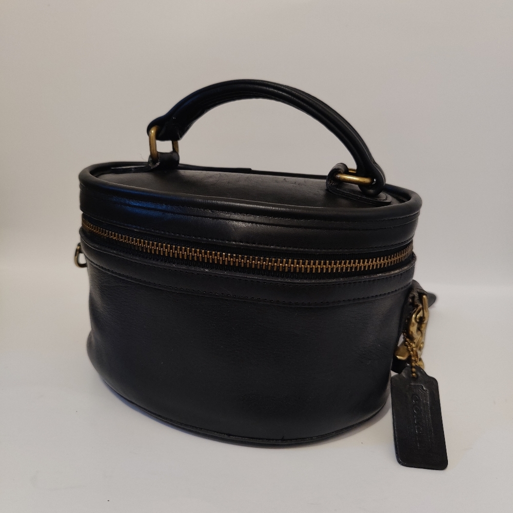 Coach Black Leather Top-Handle Crossbody Bag with Gold Hardware - Picture 7 of 12